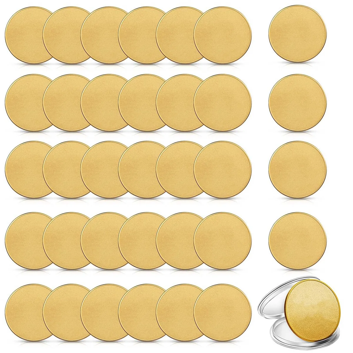 

30 Pcs Blank Challenge Coins for Engraving Blanks Coin Threaded Edged 40 mm with Acrylic Protection Box