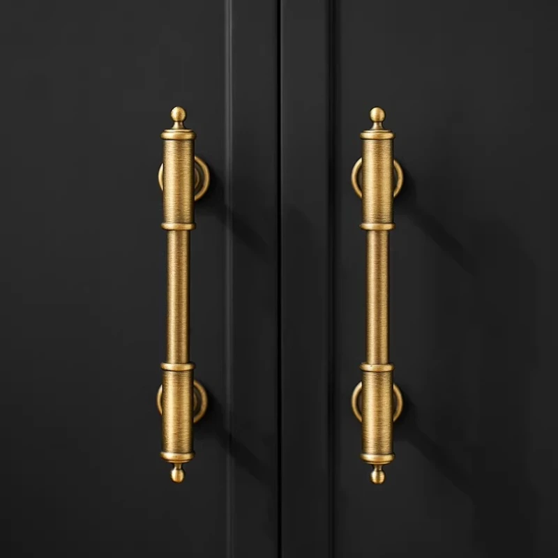 Französischer Antiker Bronze-Messing Schranktürgriff Kleiderschrank Schubladenknopf Möbel Retro Reines Kupfer Haushaltsgriff – Detail 5