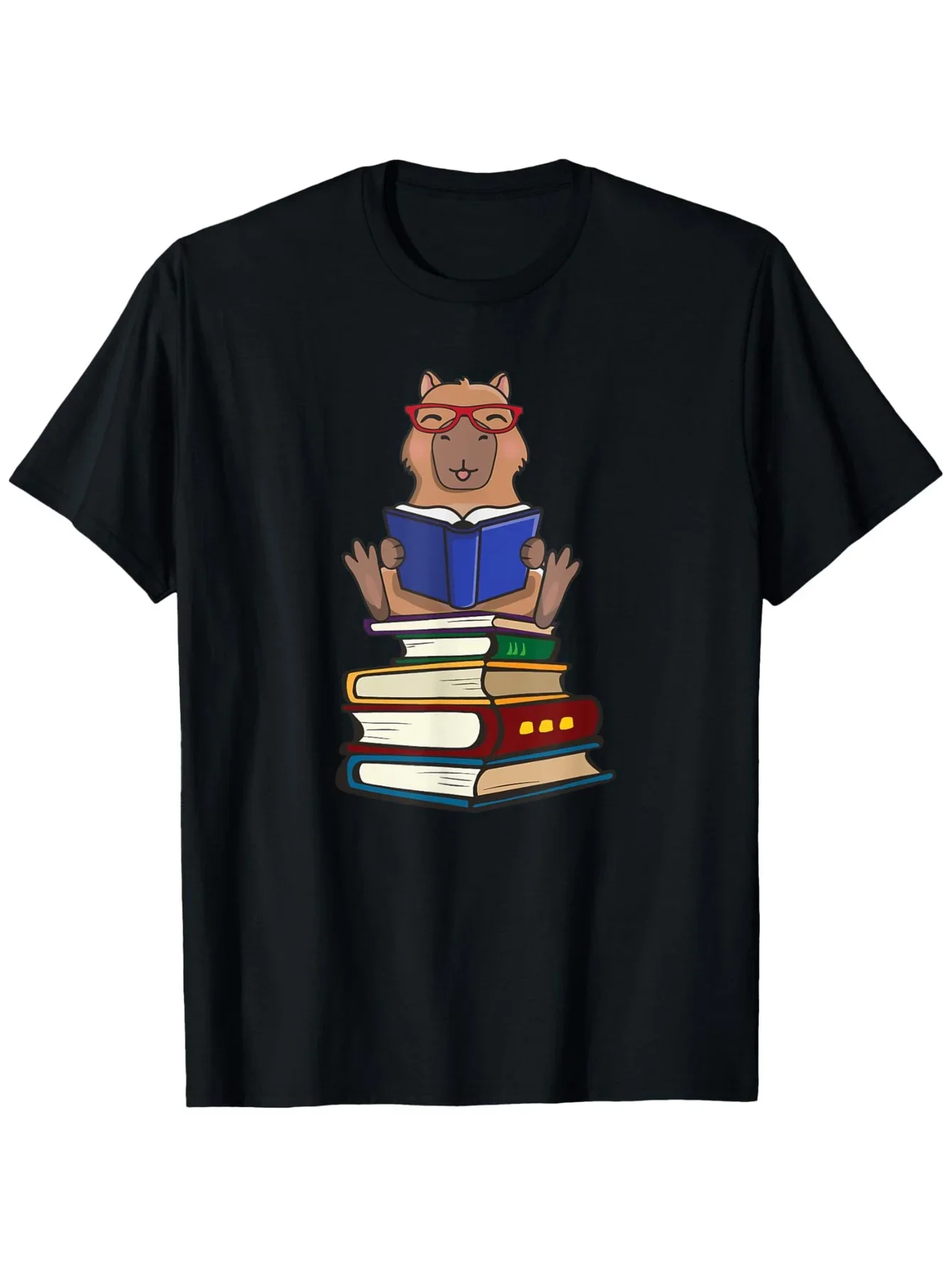 

Reading Capybara Graphic Tee Book Lover Funny Animal Lover Student Teacher T-Shirt