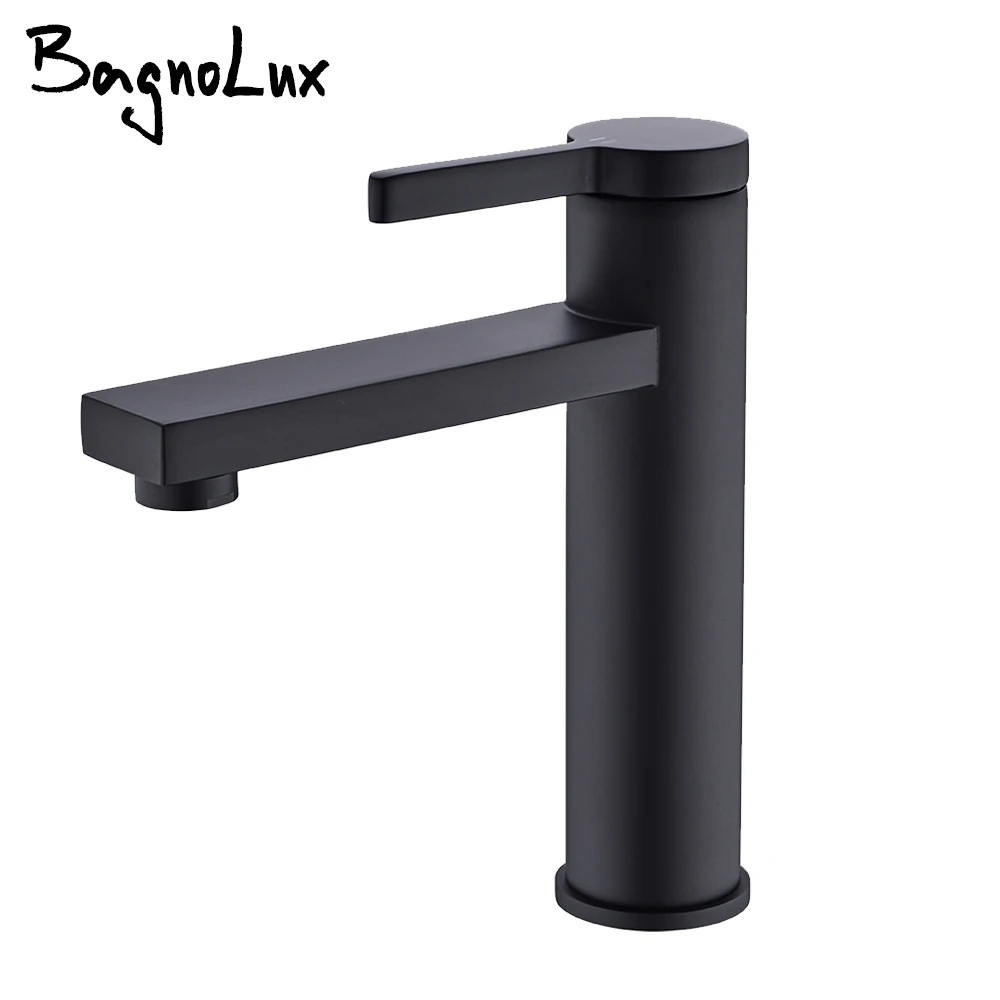 

Matt black Basin Faucet Hot And Cold Water Mixer Sink Tap Bathroom Single Handle Deck Mounted Faucet Made Of Brass Crane