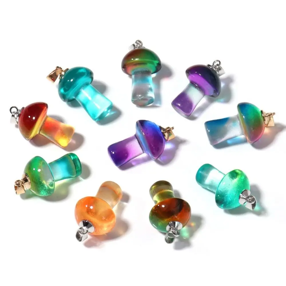 Fashion Mushroom Glass Pendants Creative Handmade Loose Beads cute Colorful Glass DIY Jewelry Accessories Gift Making