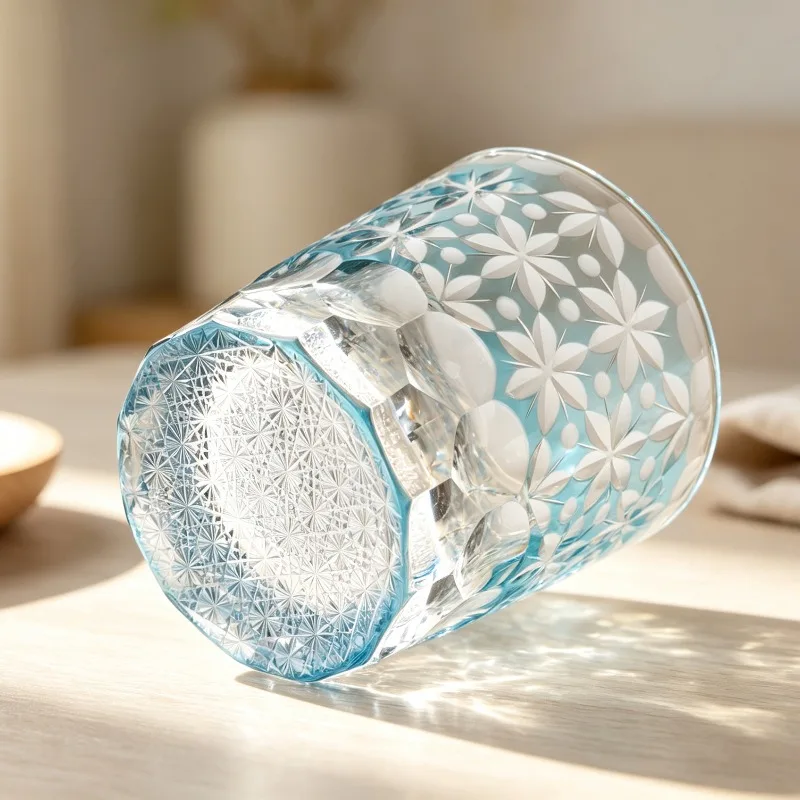 Luxury Crystal Glass Smooth Thick-walled Whisky Glass Japanese Pretty Creative Stained Tumbler Artistic Small Bar Drinkware