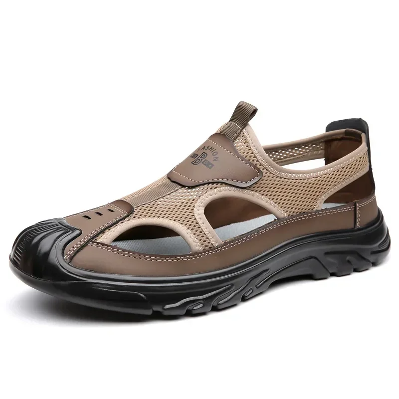 Sommer Atmungsaktive männer Tasche Kopf Sandalen Hohl Mesh Loch Schuhe Im Freien Nicht-slip Leichte Sport Freizeit Strand Schuhe