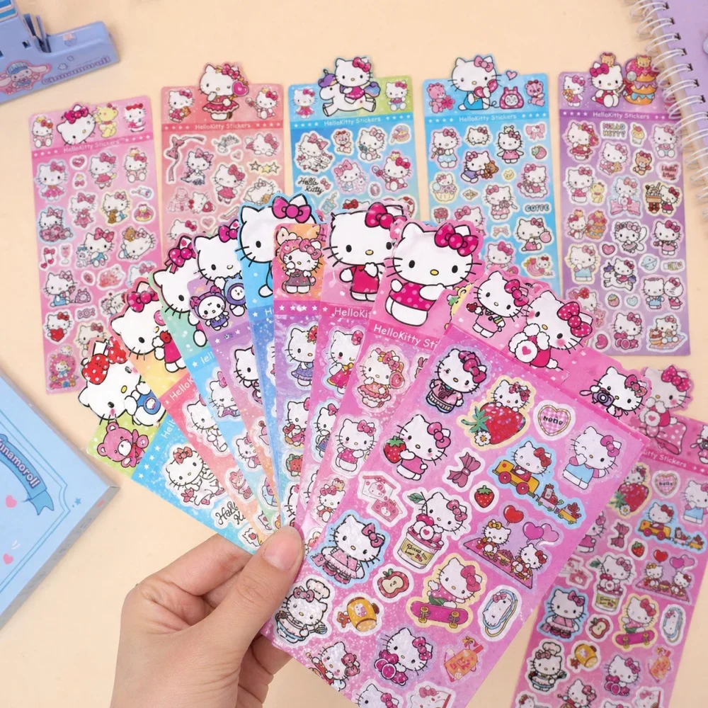 Juego de pegatinas de Hello Kitty, calcomanías de dibujos animados de Sanrio Kawaii para álbum de recortes, diario, planificador, funda de teléfono, decoración de ordenador portátil, juguetes para niñas, regalos