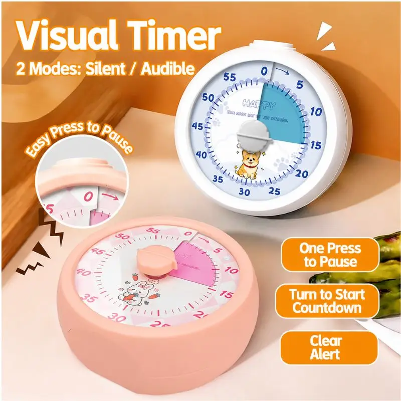 Rotatable Countdown Timer Visual Time Manager Alarm Clock Kids Self Discipline Gadget Students Learning Study Time Reminder