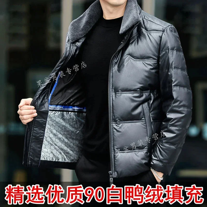 Men's Genuine Leather Jacket Winter Sheepskin Coat Man Down Male Luxury Brand Coats Puffer Men High Quality