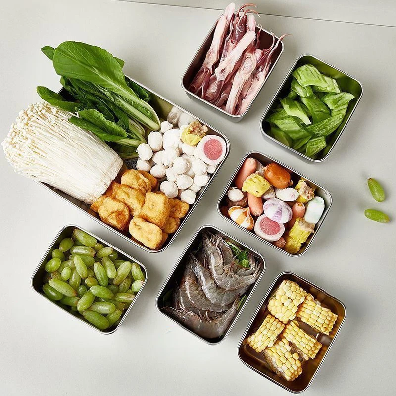 3 Sizes Available Stainless Steel Refrigerator Food Storage Box Prepare Food Freshness Preservation Box Picnic Box