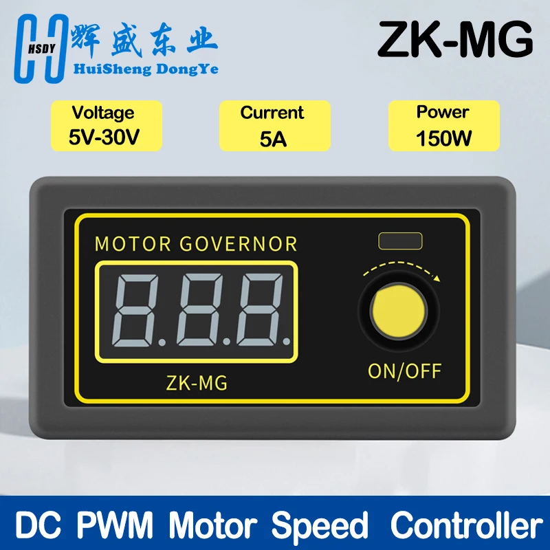 ZK-MG DC5-30V 5A PWM DC Motor Governor Adjustable Speed Encoder Digital Display Duty Cycle Frequency MAX 15A Motor Controller