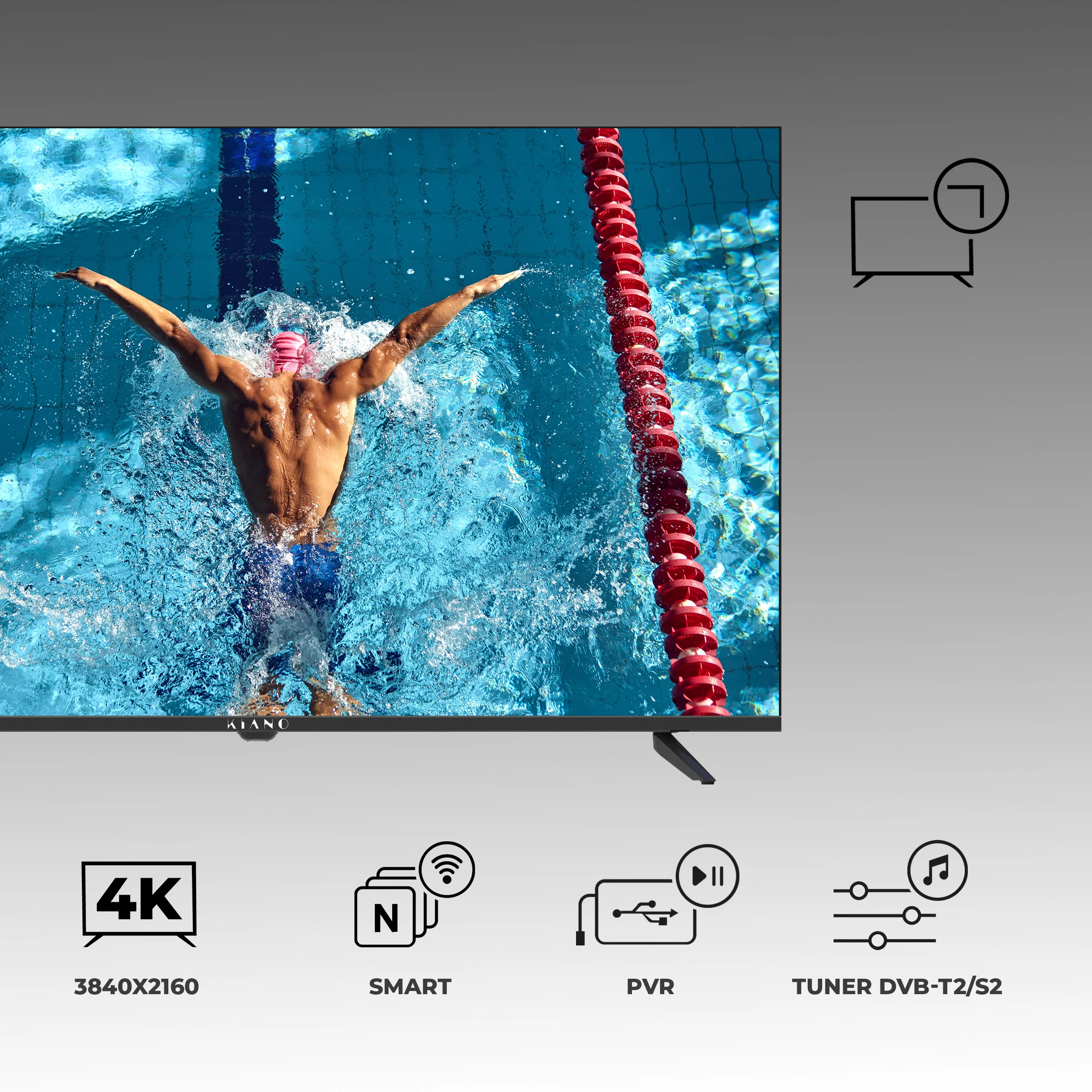 Kiano Elegance TV LED TV 43" 4K Smart Tv UHD Negro PVR WiFi