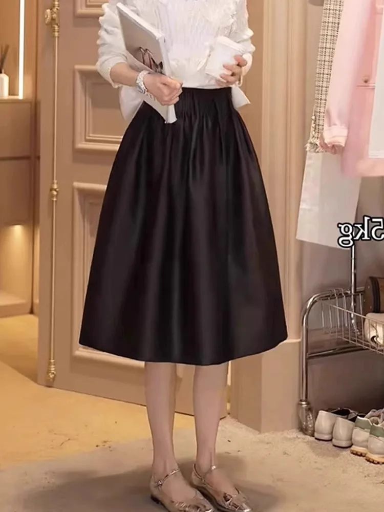 Design chique verão f-comprimento saia coreano sle commute versátil emagrecimento inchado saia feminina cintura alta solto ajuste