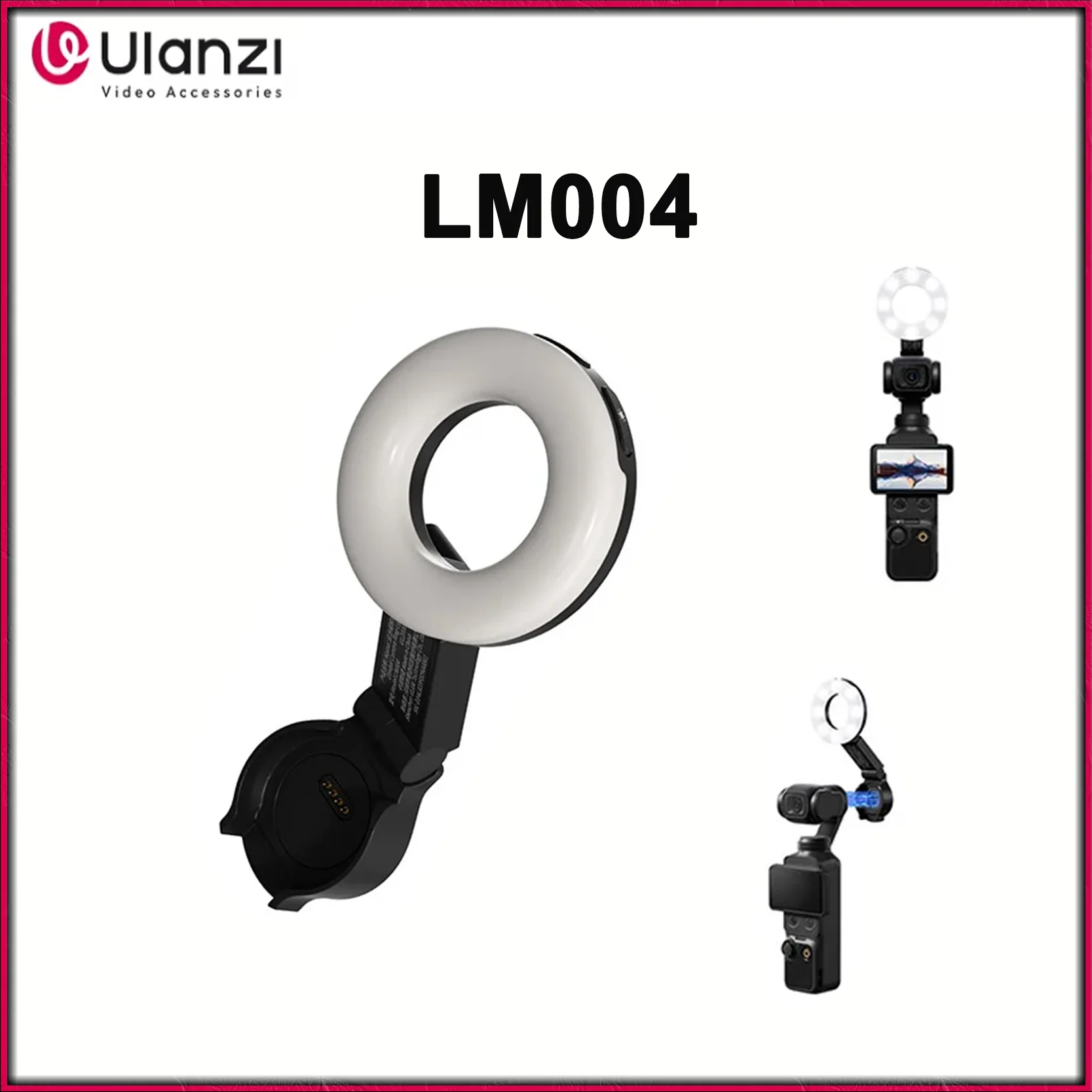Original Ulanzi LM004 Mini Magnetic Ring Fill Light 3 Levels Adjustable Brightness Video Lamp For DJI Pocket 4 Vlog Live Stream