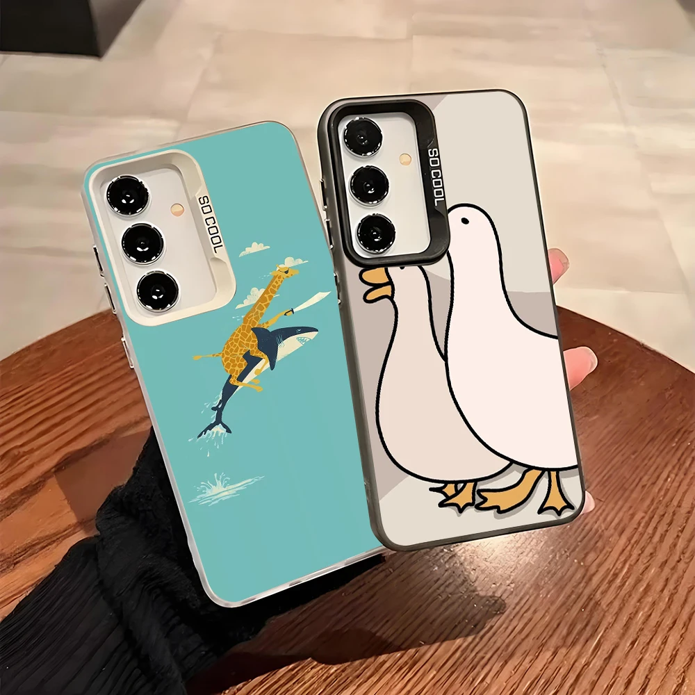 Duck Giraffe Whale Soft Edge Hard Shell Phone Case for Samsung Galaxy A15 A16 A17 A22 A25 A26 A30 A31 A32 A33 A34 A53 5G Cover