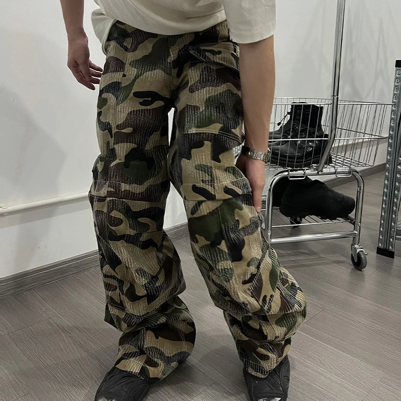 

NIGO мужские весенне-осенние камуфляжные повседневные брюки High Street, модные винтажные потертые джинсовые брюки # NGTOP11967