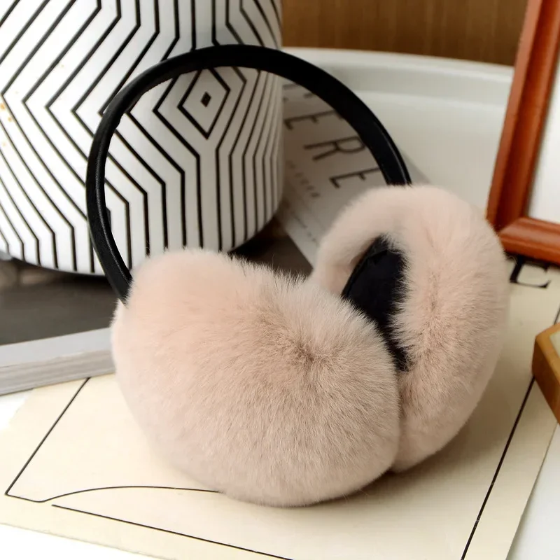 2025 Retractable Rex Rabbit Fur Ear Muffs for Women Winter Warm Fleece Lined Extreme Cold