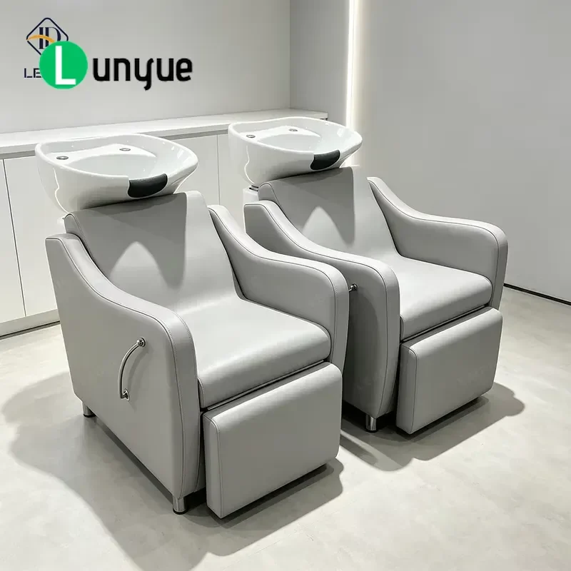 Electric Shampoo Bed with Back Massage Function for Barber Shop Customizable Color Furniture Hair Washing Station