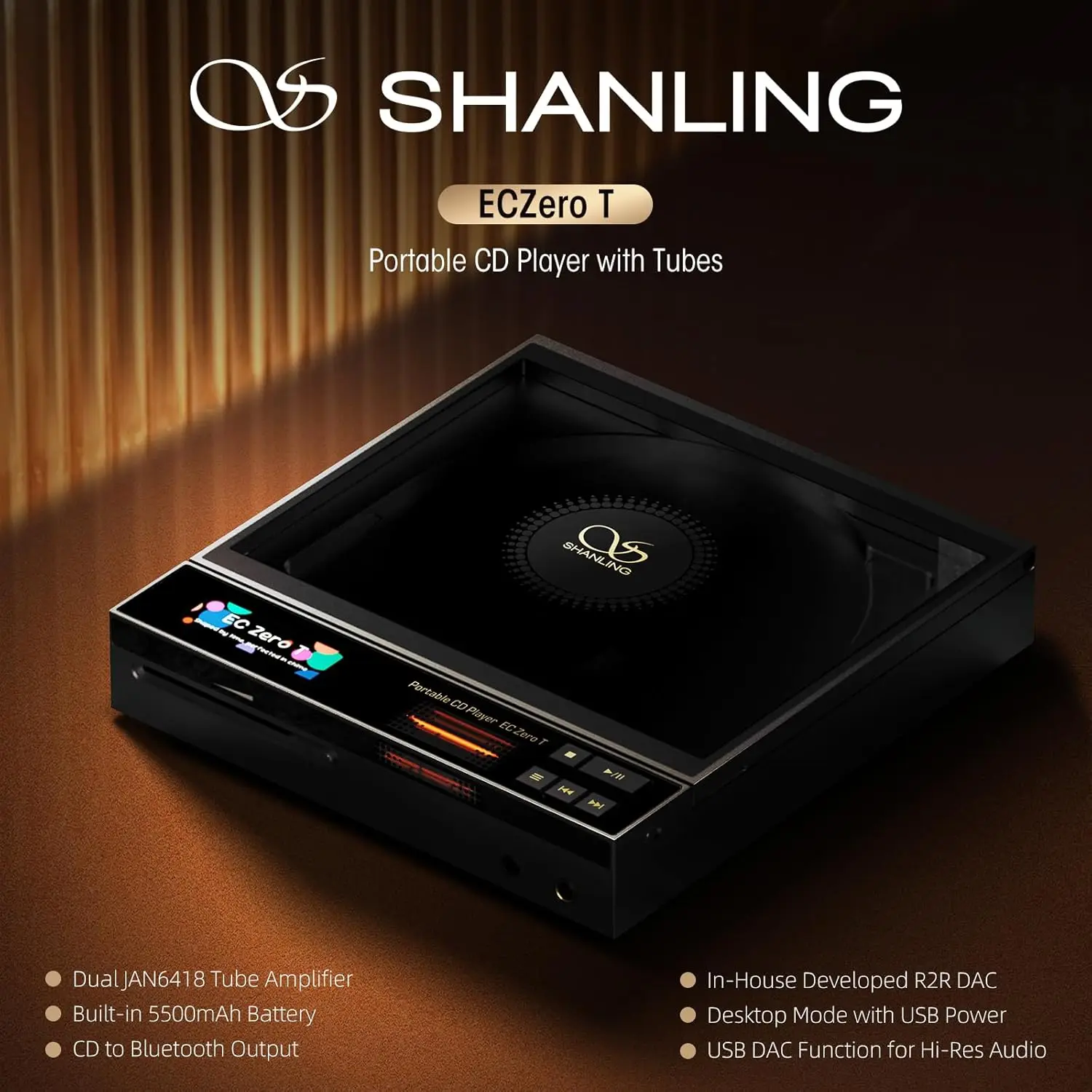 شانلينغ EC صفر T HIFI المحمولة R2R DAC أنبوب مشغل أقراص مضغوطة TPA6120 مرحبا الدقة الصوت HiFi سطح المكتب مضخم ضوت سماعات الأذن بلوتوث aptX