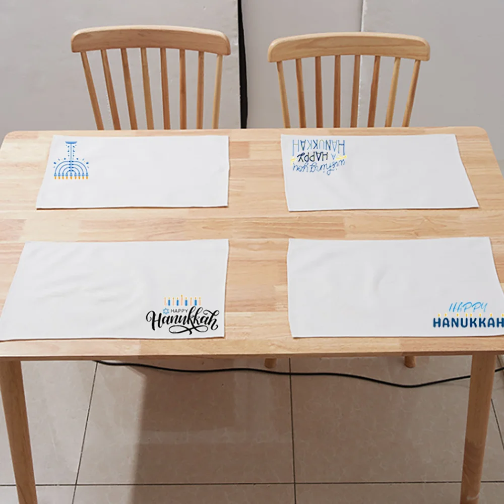 هانوكا المفارش البيضاء اليهودية عطلة الجدول الديكور الشمعدان مكان الحصير تمر شبت السنة الجديدة هووسورمينغ مضيفة هدية #4