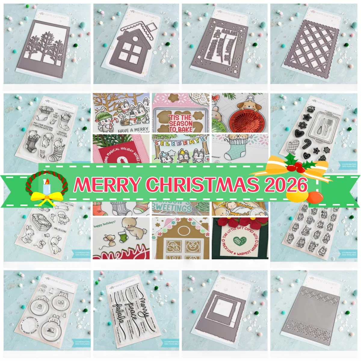 New 2026 Christmas Knitted Stocking Docket Lil Home Trees Metal Cutting Dies Clear Stamps for DIY Making Card Scrapbook Embossed