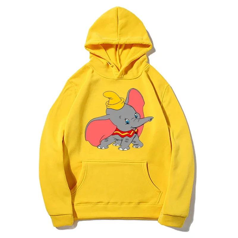 Disney Dumbo Solid Color Pockets Top 2021 Casual Fashion Hooded Graphic  Hoodies Pullover Man Clothes Spring Autumn women