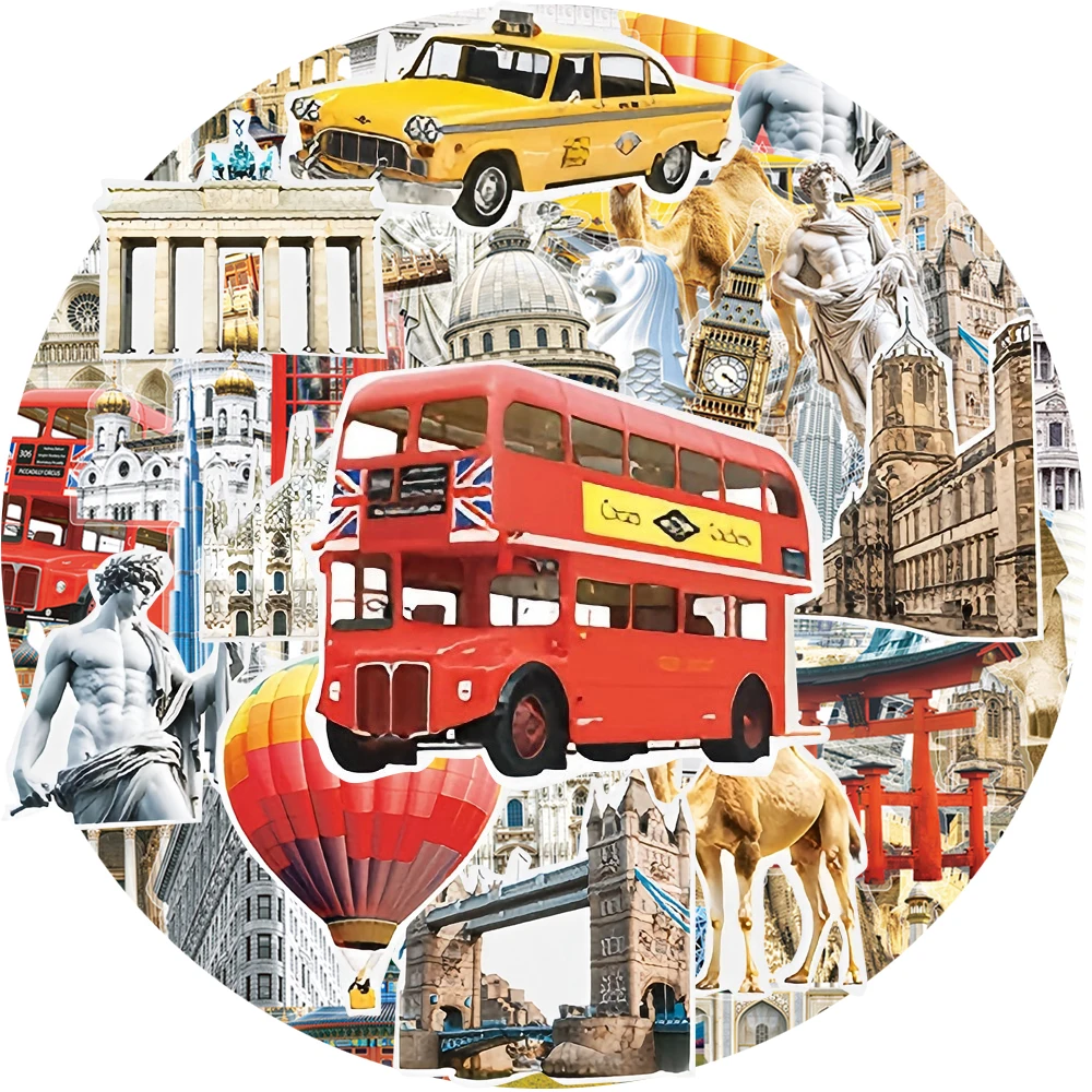 

10/30/50pcs Transparent World Famous Building Stickers Aesthetic Travel Landmark Varied Decals Toys DIY Car Scrapbooking