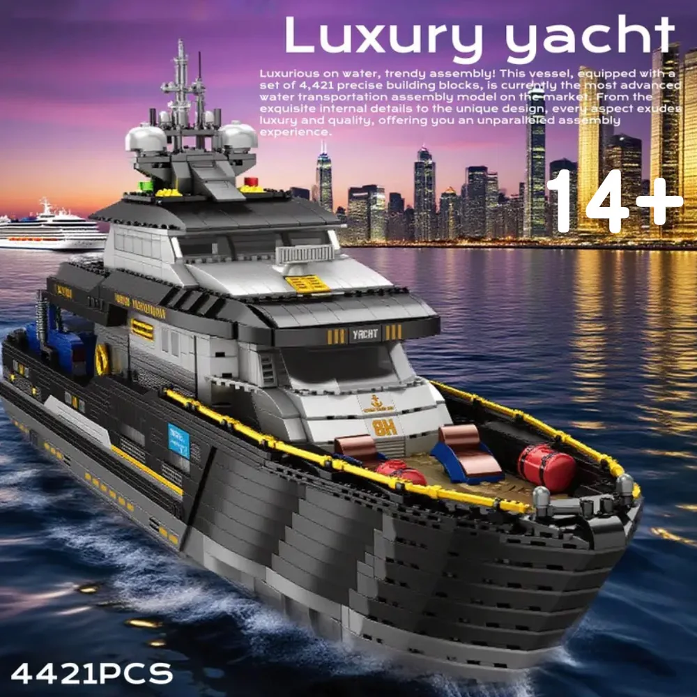 

Creative IDEAS City 4421PCS Luxury Yacht Building Blocks Motorboat Car Cruise Ship collection With Ornaments Kids DIY Toys Gifts