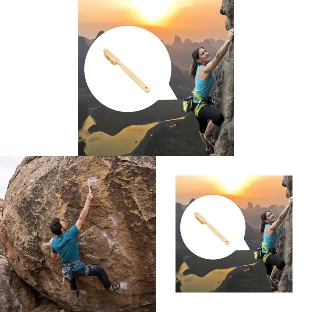 Q39E Wooden Climbing Brush for Chalk And Dust, Ergonomic Handle and Soft Bristles