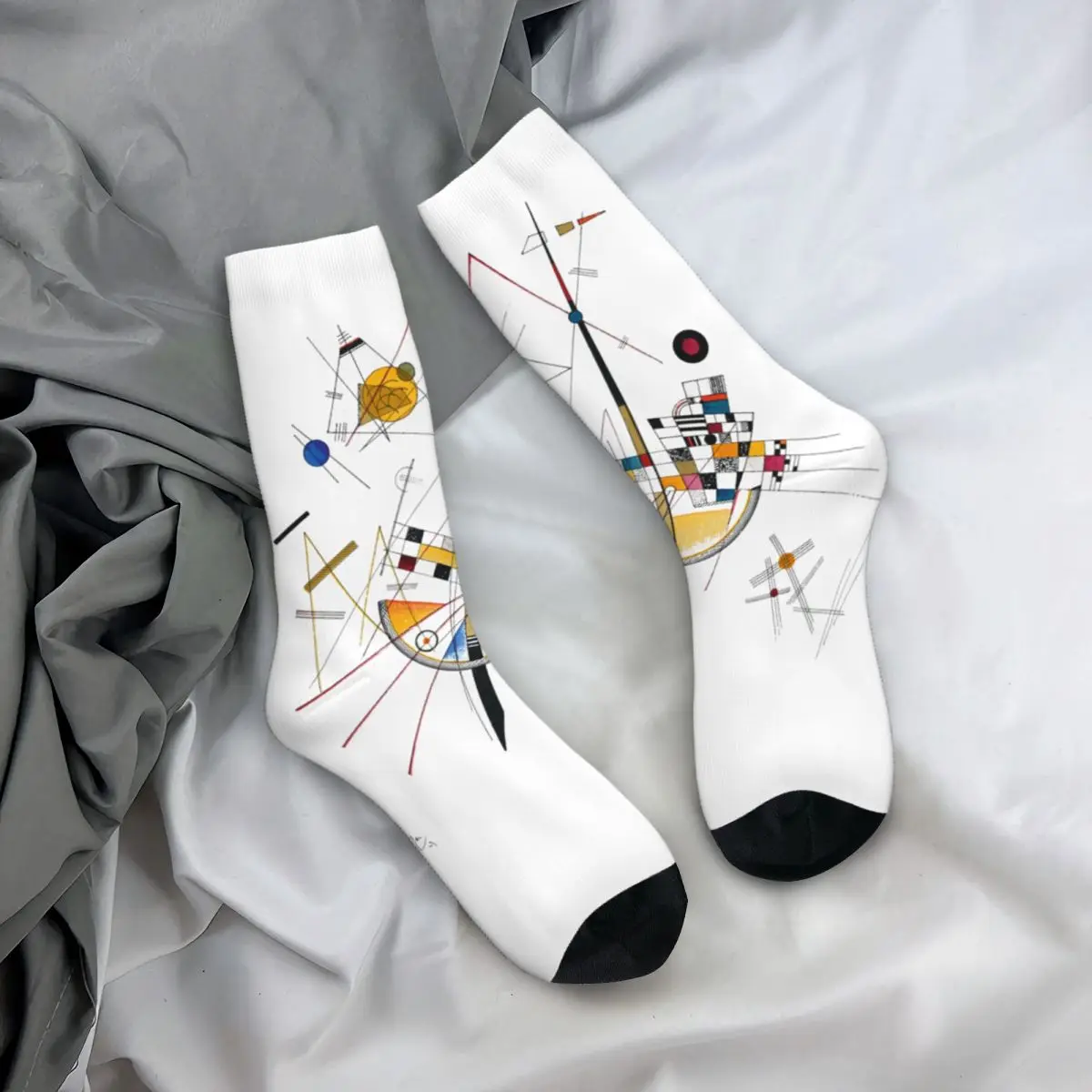 

Colorful Kandinsky Delicate Tension 1923 Sports Socks Picasso Style Polyester Crew Socks for Women Men Non-slip