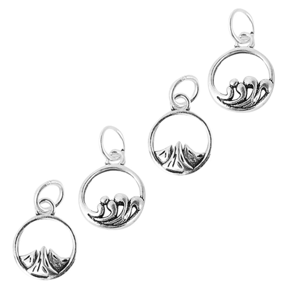

4pcs Geometric Pendant Charm Hollow Out Silver DIY Necklace Jewelry Making Accessories Creative Design Key Chain Mobile