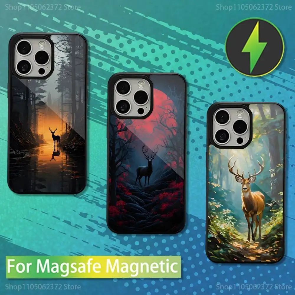 

Cute Animals Deer Art Phone Case For iPhone 16,17,15,14,13,12,11,Pro,Max,Plus,Mini,Magsafe,Magnetic Wireless Charging Case