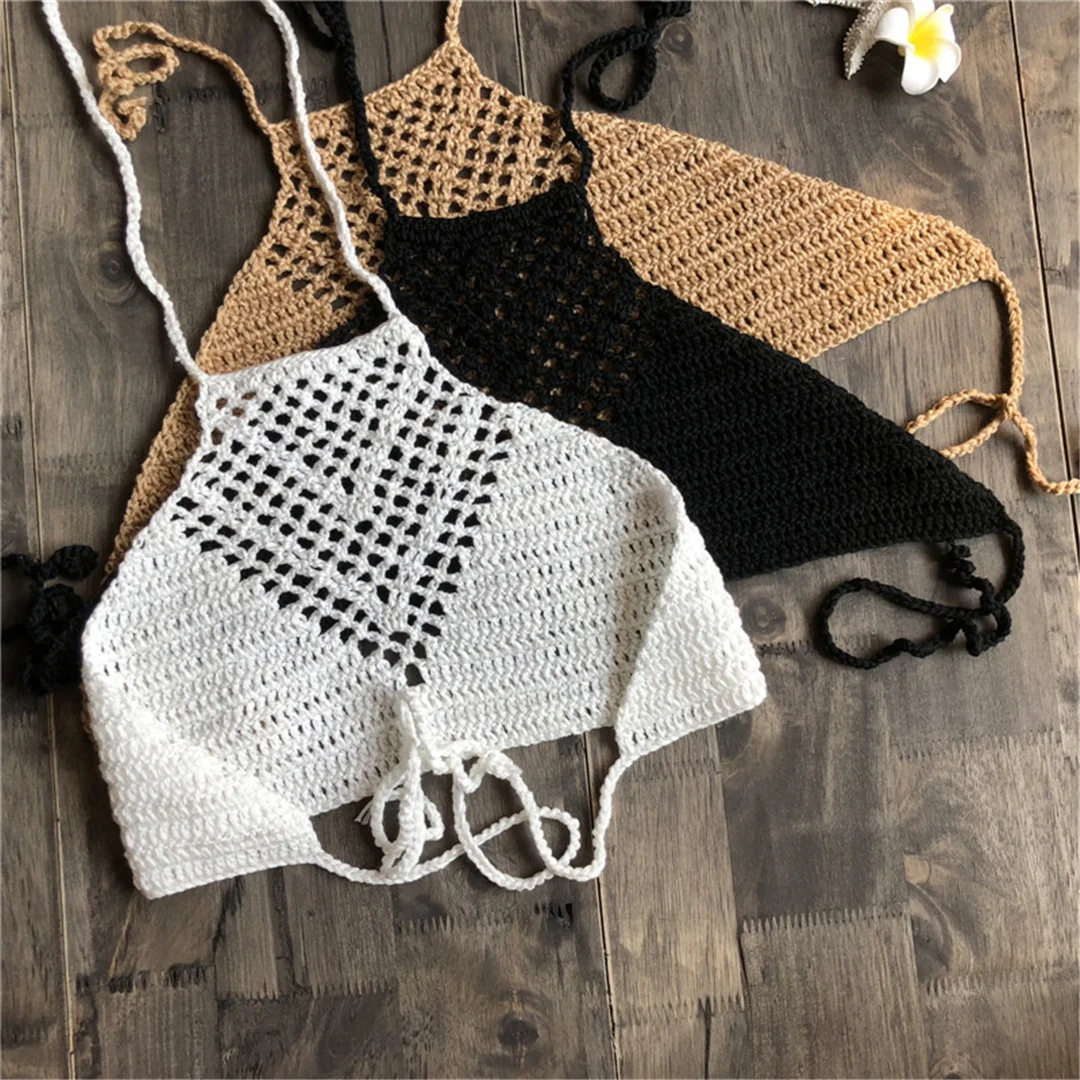 6 Farben Häkel-Strick-Bikini-Oberteil mit Neckholder, Damen-Badeanzug, Badebekleidung, Badeoberteil, Badeanzug, ausgeschnittenes Strand-Oberteil V4192 – Detail 20