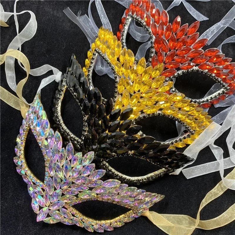 Bride Mask Water Diamond Men's Eye Mask Cover Girl Dance Role Halloween Makeup Ball Bar Stage Performance Flash Diamond Mask