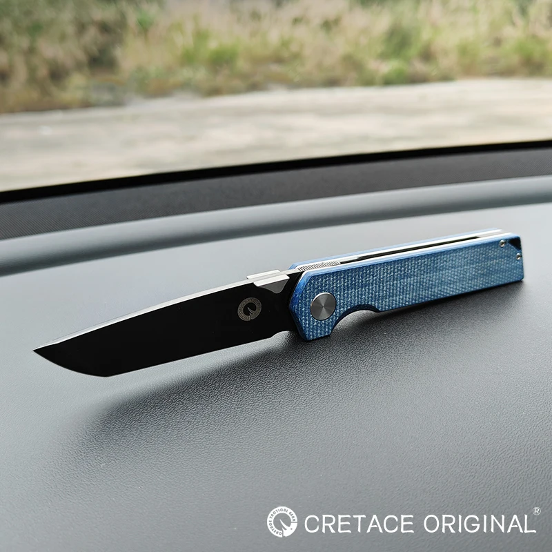 Cuchillo plegable CRETACE RONIN DLC "Diamond Like Carbon", hoja de VG-10 de superficie, cuchillo de bolsillo Micarta de autodefensa EDC de alta gama Original