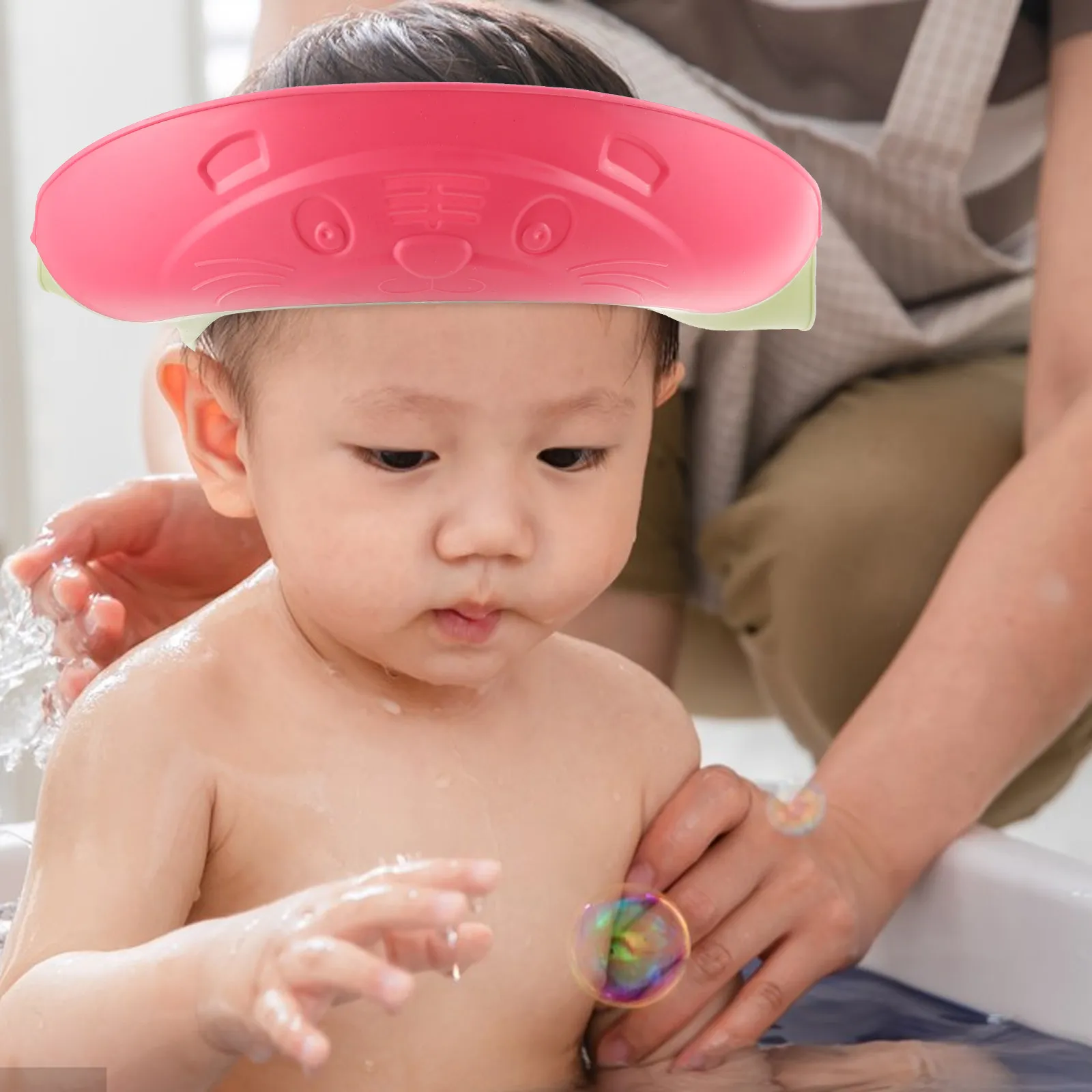 

Children Bath Hat Cute Tiger Design Toddler Shower Cap Shield Baby Bath Visor Baby Shampoo Cap Ear Protection Bathing