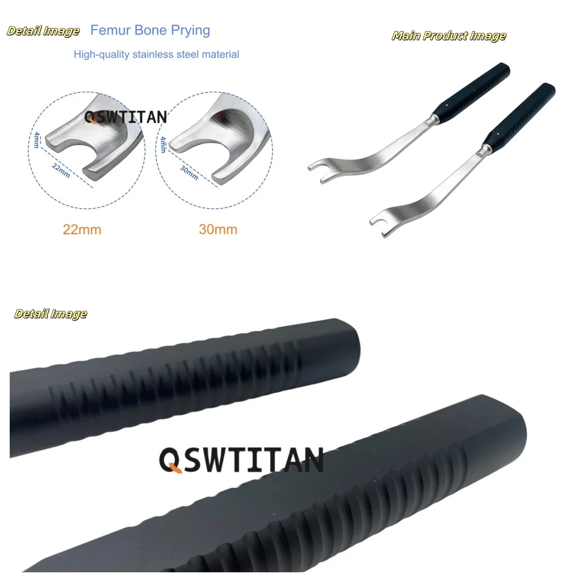 

QSWTITAN Femoral Retractor for Orthopedics Aluminum Handle Femur Bone Prying Trochanter Retractor