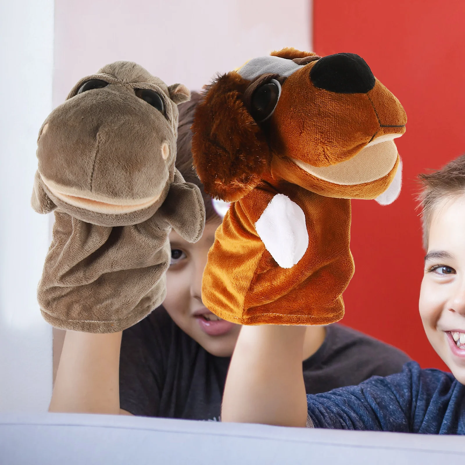 2 uds marionetas de animales marionetas de mano para niños juguetes de animales de peluche dedo de niño de dibujos animados