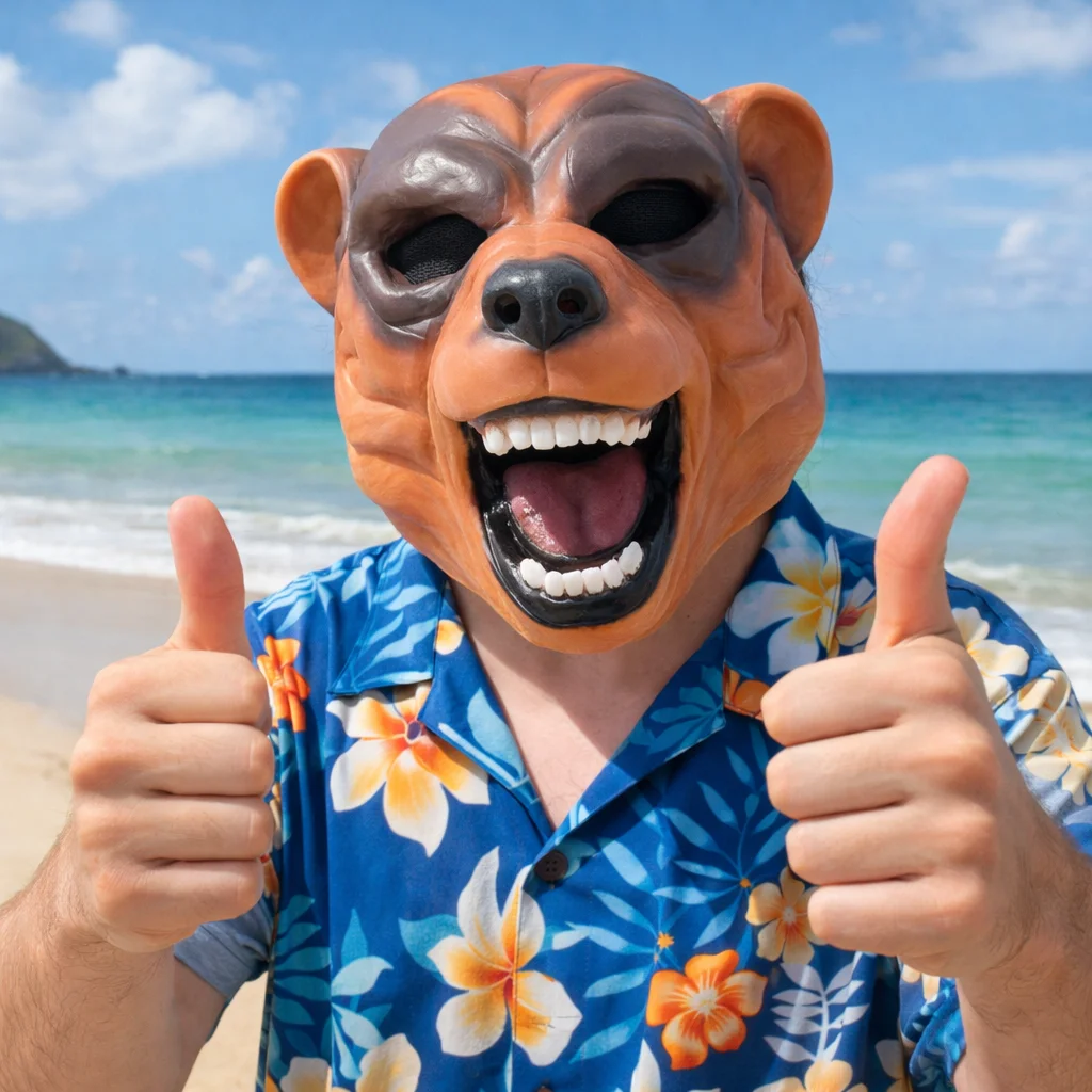 Realistische Bären-Vollkopfmaske Miami Party Cosplay Kostüm für Erwachsene Halloween Karneval Nachtclub Bühnenauftritt Requisite