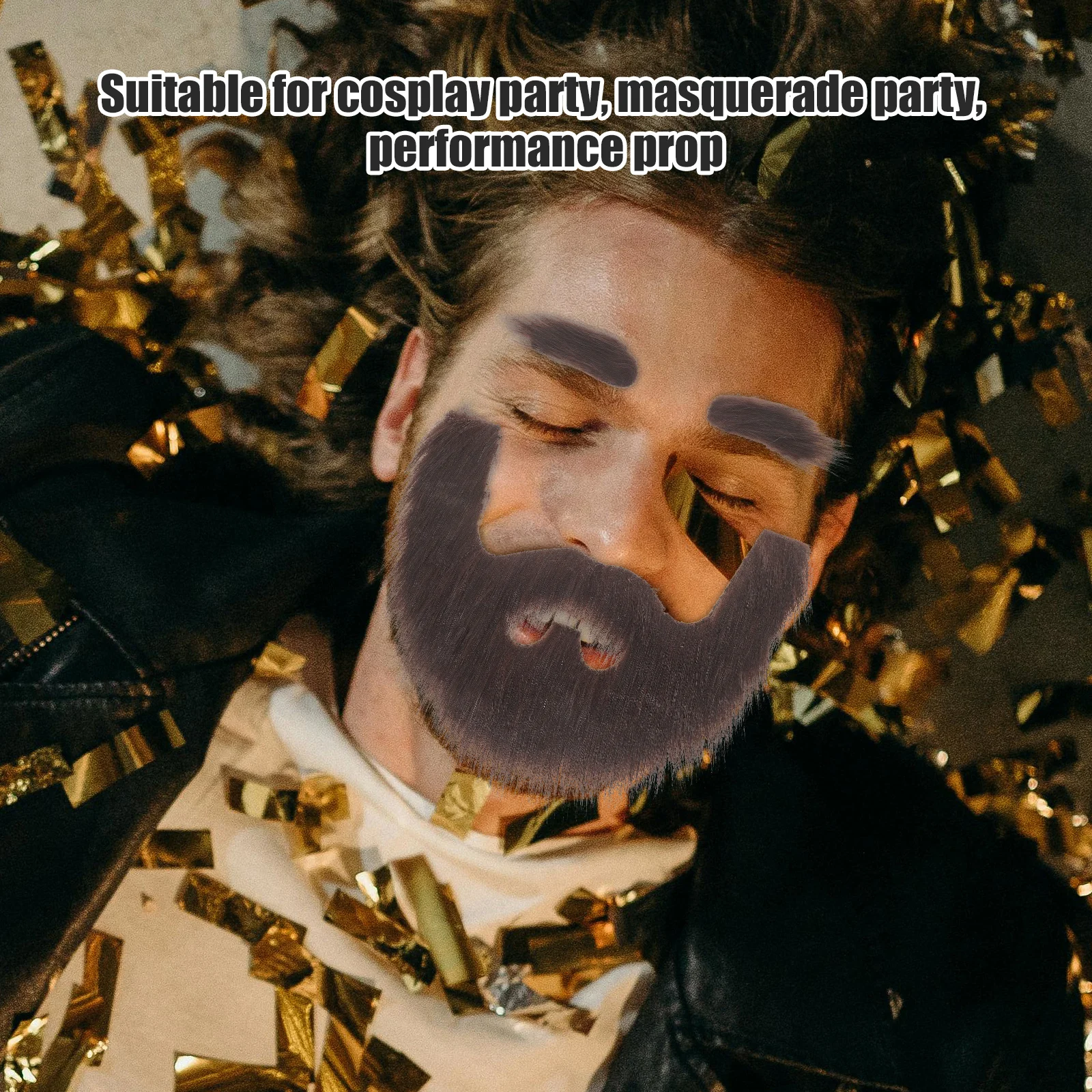 

1 Set Of Funny Fake Beard Eyebrow Costume Props For Halloween Party Decoration, Simulation Mustache For Cosplay Photo Booth