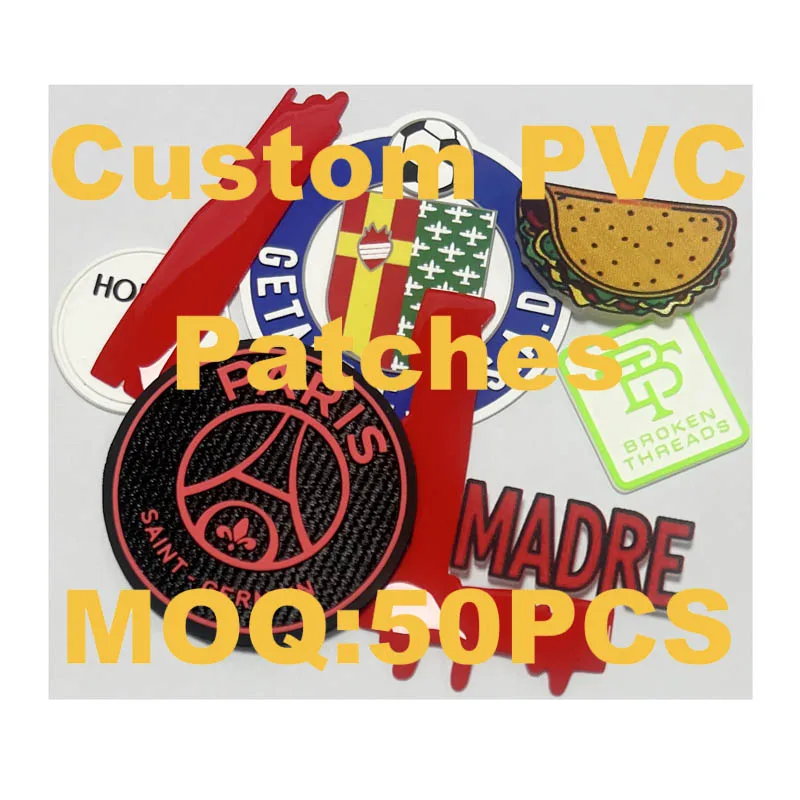 Patch de Borracha PVC Personalizado com Seu Logo, Patches de Silicone, Patch Termocolante para Roupas com Tecido Aplicado