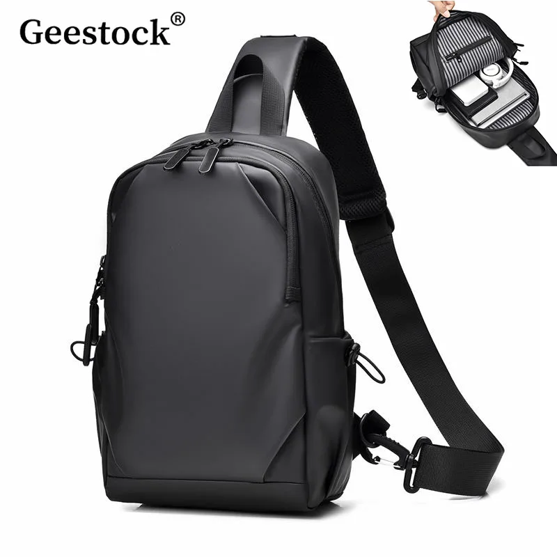 Geestock Men's New Chest Bag Adjustable Shoulder Strap Sling Bag for Gym Exercise Short distance Travel School Daily Commuting