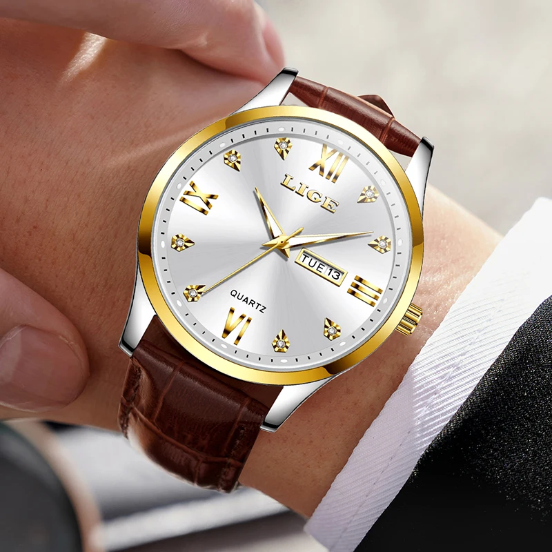 LIGE Casual Business Mens Watch Top Luxury Clock Sports Quartz Wristwatches Fashion Waterproof Luminous Watches Men Reloj Hombre