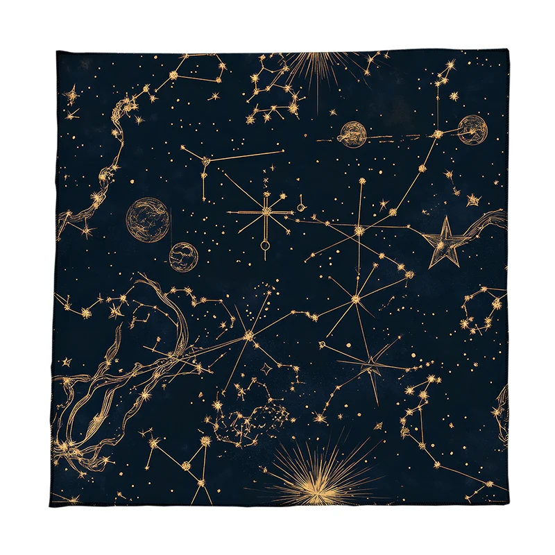 Celestial Altar Cloth Tarot Tablecloth With Golden Cosmic Starry Night Astrology Tarot Mat For Witchy Ritual Mystical Home Decor