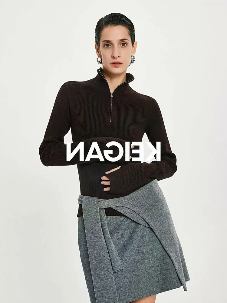 

Уневерсальный корейский вязаный топ с эффектом похудения Long Sve на молнии Ne Base irt для женщин