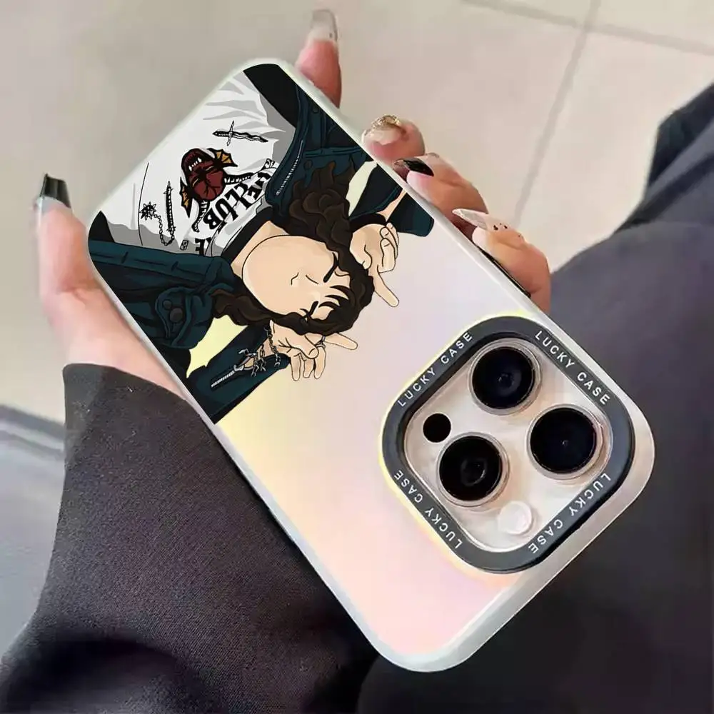 1 шт. чехол для телефона E-Eddie Munson Laser IMD Color Silver Shell для IPhone 17 16 15 14 13 12 11 Air Pro Max Plus