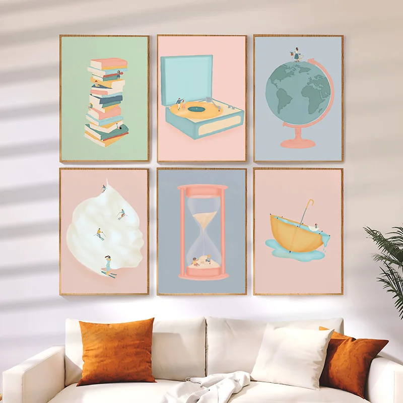 Simple Abstract Cartoons Narrow Interaction Between People and Objects Diamond Painting Prints Living Room Wall Pictures Decor