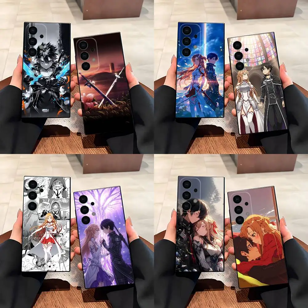 

A-Asuna Anime Kirito Phone Case For Samsung S25,S24,S21,S22,S23,S30,Ultra,S20,Plus,Fe,Lite,5G Black Cover