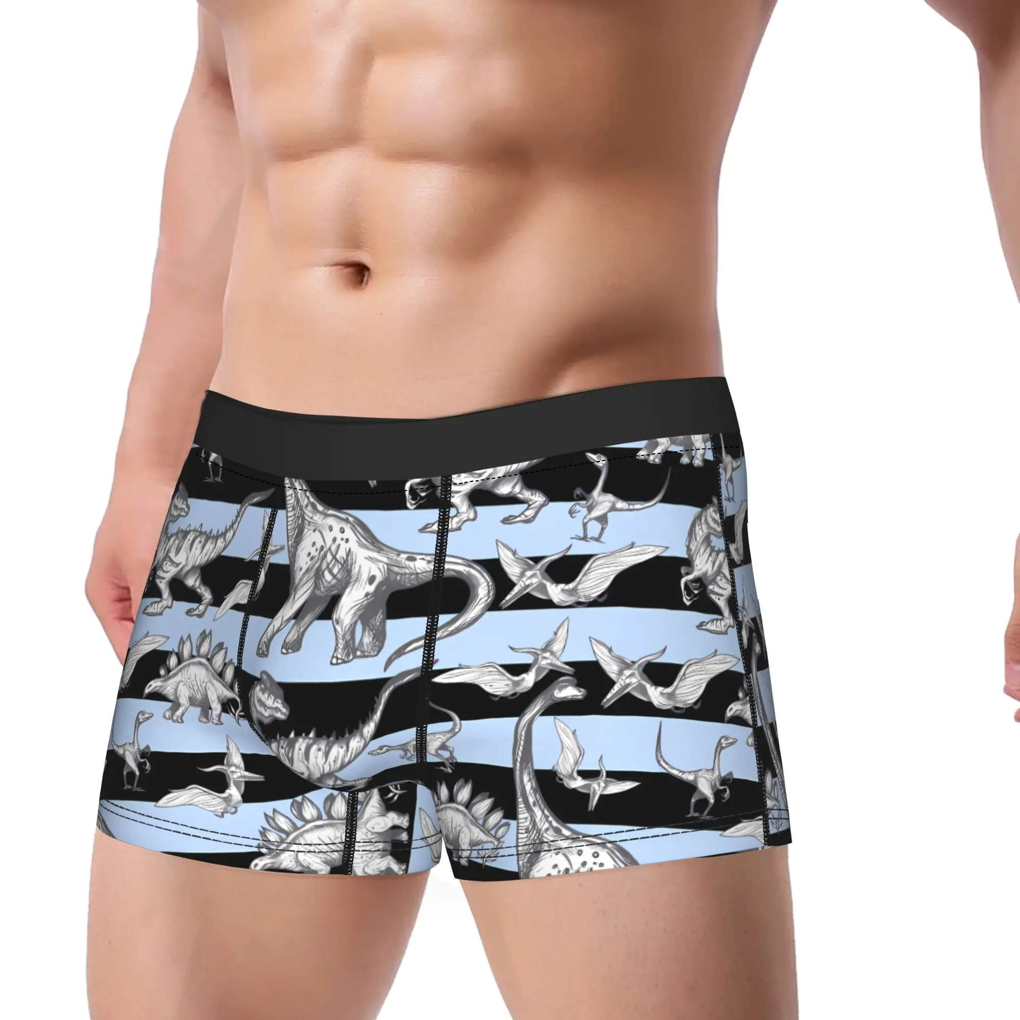 Dinosaur footprint Cartoon Animal Underwear  Comfortable Panties Design Boxer Brief For Males 3D Pouch Oversize Trunk