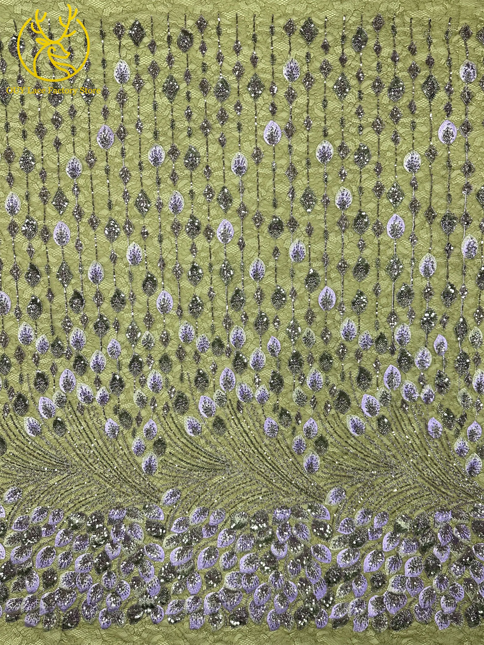 Nigerianischer Spitzenstoff im neuen Stil mit 3D-Stickerei, 5 Yards, eleganter afrikanischer Spitzenstoff mit Perlen und Pailletten für Brautkleider und Hochzeitskleider zum Nähen – Detail 6