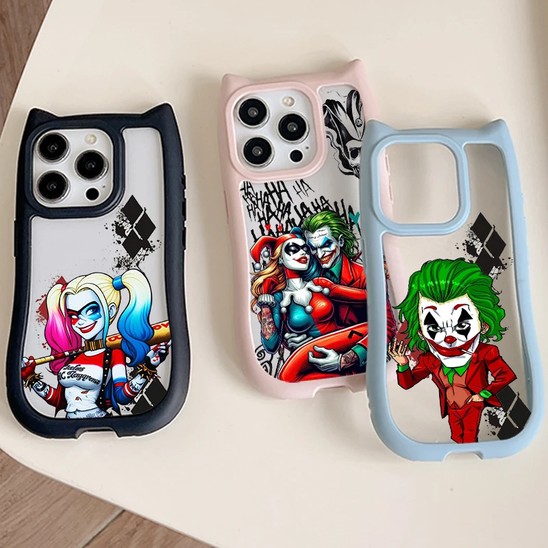 Funda de teléfono de dibujos animados de Marvel Joker Evil para iPhone 15, 14, 13, 12, 11 Pro Max Plus, orejas de gato duraderas y suaves