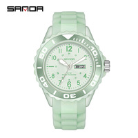 SANDA 1053 Fashion Quartz Watch Students Simple 50M Waterproof Silicone Strap Calendar Luminous Outdoor Sports Watches Teenagers