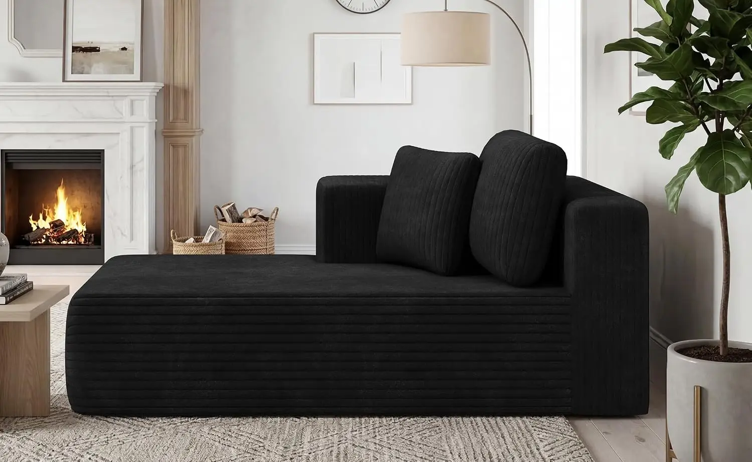 Boneless Chaise Lounge Chair for Modular Sectional Sofa, L Shape Corduroy Upholstered Chaise Lounge for Living Room,Custom